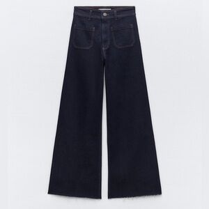 Zara Marine wide leg denim. Dark denim. Size 28